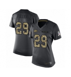 Women's Kansas City Chiefs #29 Kendall Fuller Limited Black 2016 Salute to Service Football Jersey