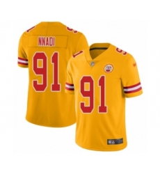Youth Kansas City Chiefs #91 Derrick Nnadi Limited Gold Inverted Legend Football Jersey
