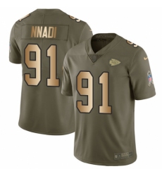 Youth Nike Kansas City Chiefs #91 Derrick Nnadi Limited Olive/Gold 2017 Salute to Service NFL Jersey