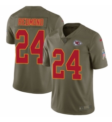 Men's Nike Kansas City Chiefs #24 Will Redmond Limited Olive 2017 Salute to Service NFL Jersey