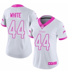 Women's Nike Los Angeles Chargers #44 Kyzir White Limited White/Pink Rush Fashion NFL Jersey