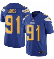 Youth Nike Los Angeles Chargers #91 Justin Jones Limited Electric Blue Rush Vapor Untouchable NFL Jersey