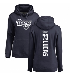 NFL Women's Nike Los Angeles Rams #73 Cornelius Lucas Navy Blue Backer Pullover Hoodie