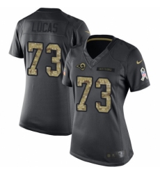 Women's Nike Los Angeles Rams #73 Cornelius Lucas Limited Black 2016 Salute to Service NFL Jersey