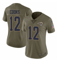 Women's Nike Los Angeles Rams #12 Brandin Cooks Limited Olive 2017 Salute to Service NFL Jersey