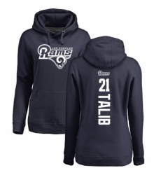 NFL Women's Nike Los Angeles Rams #21 Aqib Talib Navy Blue Backer Pullover Hoodie