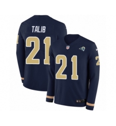 Youth Nike Los Angeles Rams #21 Aqib Talib Limited Navy Blue Therma Long Sleeve NFL Jersey