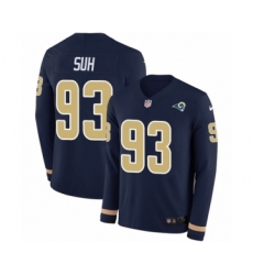 Men's Nike Los Angeles Rams #93 Ndamukong Suh Limited Navy Blue Therma Long Sleeve NFL Jersey