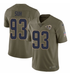 Men's Nike Los Angeles Rams #93 Ndamukong Suh Limited Olive 2017 Salute to Service NFL Jersey