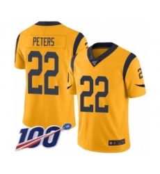 Men's Los Angeles Rams #22 Marcus Peters Limited Gold Rush Vapor Untouchable 100th Season Football Jersey
