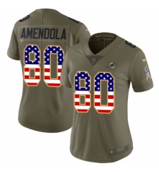 Women's Nike Miami Dolphins #80 Danny Amendola Limited Olive/USA Flag 2017 Salute to Service NFL Jersey