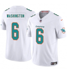 Men's Miami Dolphins #6 Malik Washington White 2025 Draft F.U.S.E. Vapor Limited Football Stitched Jersey