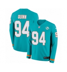 Men's Nike Miami Dolphins #94 Robert Quinn Limited Aqua Therma Long Sleeve NFL Jersey