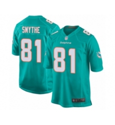 Men's Miami Dolphins #81 Durham Smythe Game Aqua Green Team Color Football Jersey