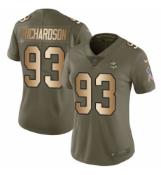 Women's Nike Minnesota Vikings #93 Sheldon Richardson Limited Olive/Gold 2017 Salute to Service NFL Jersey
