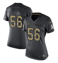 Women's Nike New Orleans Saints #56 DeMario Davis Limited Black 2016 Salute to Service NFL Jersey