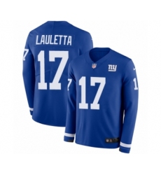 Men's Nike New York Giants #17 Kyle Lauletta Limited Royal Blue Therma Long Sleeve NFL Jersey