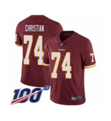 Men's Washington Redskins #74 Geron Christian Burgundy Red Team Color Vapor Untouchable Limited Player 100th Season Football Jersey