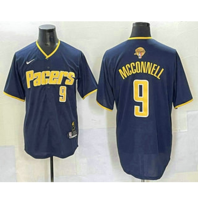 Men's Indiana Pacers #9 TJ McConnell Navy 2025 Finals Vapor Stitched Baseball Jersey