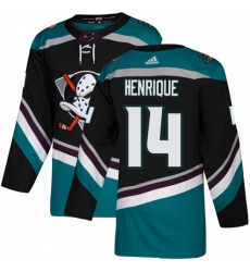 Men's Adidas Anaheim Ducks #14 Adam Henrique Authentic Black Teal Third NHL Jersey