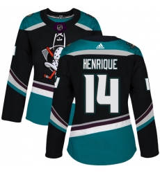 Women's Adidas Anaheim Ducks #14 Adam Henrique Authentic Black Teal Third NHL Jersey