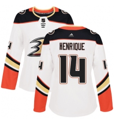 Women's Adidas Anaheim Ducks #14 Adam Henrique Authentic White Away NHL Jersey
