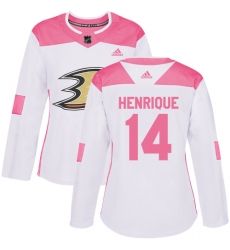Women's Adidas Anaheim Ducks #14 Adam Henrique Authentic White Pink Fashion NHL Jersey