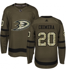 Men's Adidas Anaheim Ducks #20 Jason Chimera Authentic Green Salute to Service NHL Jersey