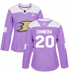 Women's Adidas Anaheim Ducks #20 Jason Chimera Authentic Purple Fights Cancer Practice NHL Jersey