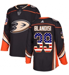 Men's Adidas Anaheim Ducks #39 Joseph Blandisi Authentic Black USA Flag Fashion NHL Jersey