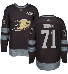 Men's Adidas Anaheim Ducks #71 J.T. Brown Authentic Black 1917-2017 100th Anniversary NHL Jersey