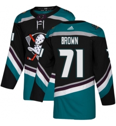 Youth Adidas Anaheim Ducks #71 J.T. Brown Authentic Black Teal Third NHL Jerse