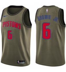 Men's Nike Detroit Pistons #6 Bruce Brown Jr. Swingman Green Salute to Service NBA Jersey