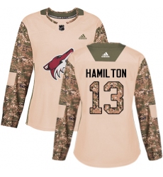 Women's Adidas Arizona Coyotes #13 Freddie Hamilton Authentic Camo Veterans Day Practice NHL Jersey