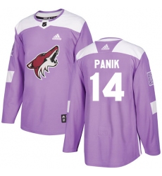 Men's Adidas Arizona Coyotes #14 Richard Panik Authentic Purple Fights Cancer Practice NHL Jersey