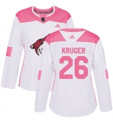 Women's Adidas Arizona Coyotes #26 Marcus Kruger Authentic White Pink Fashion NHL Jersey