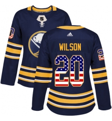 Women's Adidas Buffalo Sabres #20 Scott Wilson Authentic Navy Blue USA Flag Fashion NHL Jersey