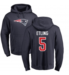 NFL Nike New England Patriots #5 Danny Etling Navy Blue Name & Number Logo Pullover Hoodie