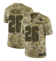Men's Nike New England Patriots #26 Sony Michel Limited Camo 2018 Salute to Service NFL Jersey