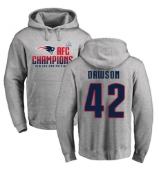 Nike New England Patriots #42 Duke Dawson Heather Gray 2017 AFC Champions Pullover Hoodie