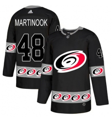 Men's Adidas Carolina Hurricanes #48 Jordan Martinook Authentic Black Team Logo Fashion NHL Jersey