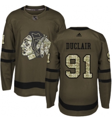 Men's Adidas Chicago Blackhawks #91 Anthony Duclair Authentic Green Salute to Service NHL Jersey