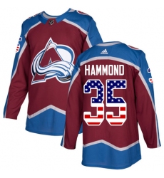 Youth Adidas Colorado Avalanche #35 Andrew Hammond Authentic Burgundy Red USA Flag Fashion NHL Jersey