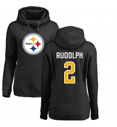Women's Nike Pittsburgh Steelers #2 Mason Rudolph Black Name & Number Logo Pullover Hoodie