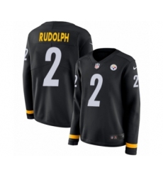 Women's Nike Pittsburgh Steelers #2 Mason Rudolph Limited Black Therma Long Sleeve NFL Jersey