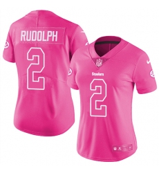 Women's Nike Pittsburgh Steelers #2 Mason Rudolph Limited Pink Rush Fashion NFL Jersey