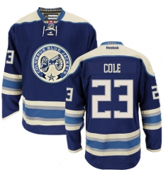 Women's Reebok Columbus Blue Jackets #23 Ian Cole Authentic Navy Blue Third NHL Jersey