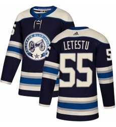 Men's Adidas Columbus Blue Jackets #55 Mark Letestu Authentic Navy Blue Alternate NHL Jersey