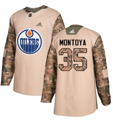 Youth Adidas Edmonton Oilers #35 Al Montoya Authentic Camo Veterans Day Practice NHL Jersey