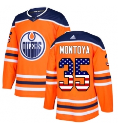 Youth Adidas Edmonton Oilers #35 Al Montoya Authentic Orange USA Flag Fashion NHL Jersey